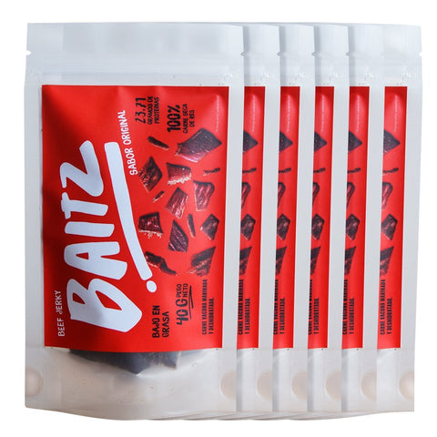 Proteína de Carne Beef Jerky - Ahumado Original 40 gr x6 | Baitz Shop
