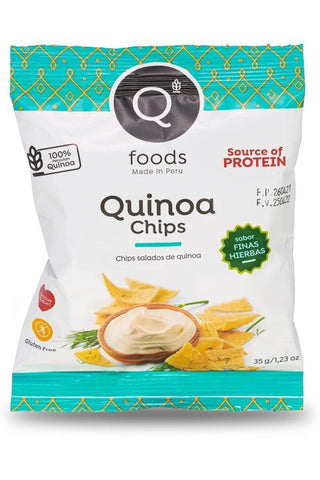 Qfoods - Chips de Quinoa Sabor Finas Hierbas 35 gr x12 - Baitz Shop